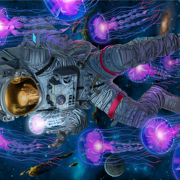 Cosmic Encounter Space Jellyfish Astronaut - Vincent Hie 1000 Jigsaw Puzzle 3D Modell