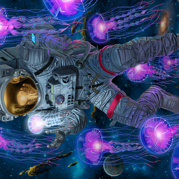 Cosmic Encounter Space Jellyfish Astronaut - Vincent Hie 500 Jigsaw Puzzle 3D Modell