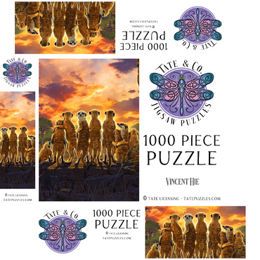 Meerkat Family Sunset - Vincent Hie 1000 Jigsaw Puzzle box 3D Modell