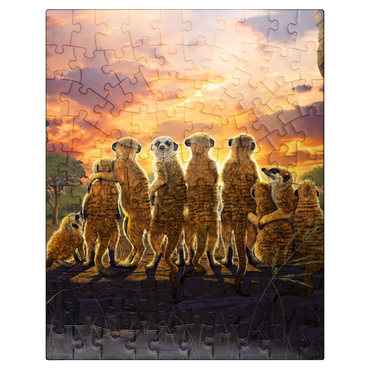 puzzleplate Meerkat Family Sunset - Vincent Hie 100 Jigsaw Puzzle