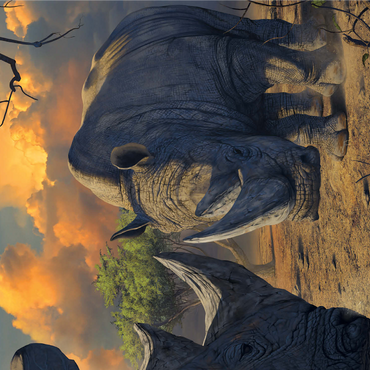 Rhino Stand Off - Vincent Hie 1000 Jigsaw Puzzle 3D Modell