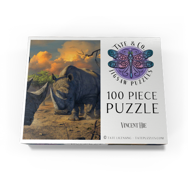 Rhino Stand Off - Vincent Hie 100 Jigsaw Puzzle box view3