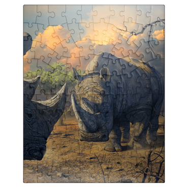 puzzleplate Rhino Stand Off - Vincent Hie 100 Jigsaw Puzzle