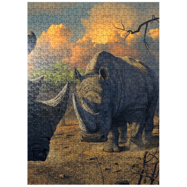 puzzleplate Rhino Stand Off - Vincent Hie 500 Jigsaw Puzzle