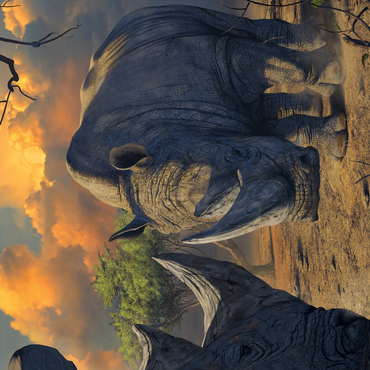 Rhino Stand Off - Vincent Hie 500 Jigsaw Puzzle 3D Modell