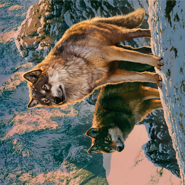 Wolf Couple in Sunset - Vincent Hie 1000 Jigsaw Puzzle 3D Modell