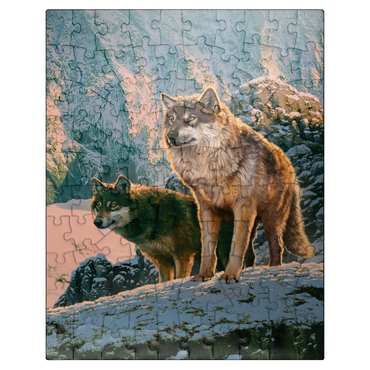 puzzleplate Wolf Couple in Sunset - Vincent Hie 100 Jigsaw Puzzle