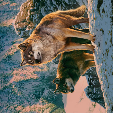 Wolf Couple in Sunset - Vincent Hie 100 Jigsaw Puzzle 3D Modell