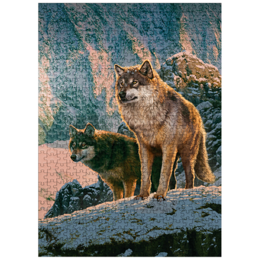 puzzleplate Wolf Couple in Sunset - Vincent Hie 500 Jigsaw Puzzle