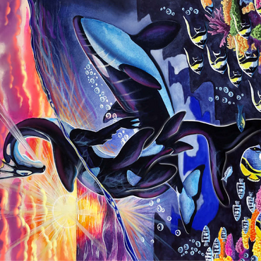 Ocean's Sunrise Orca - Carla Morrow 100 Jigsaw Puzzle 3D Modell