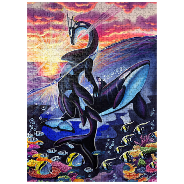 puzzleplate Ocean's Sunrise Orca - Carla Morrow 500 Jigsaw Puzzle
