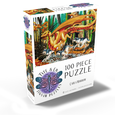 Running Free Dragon with Wolves - Carla Morrow 100 Jigsaw Puzzle box view2