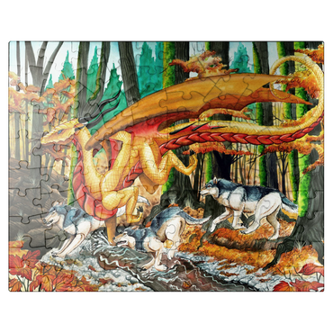 puzzleplate Running Free Dragon with Wolves - Carla Morrow 100 Jigsaw Puzzle