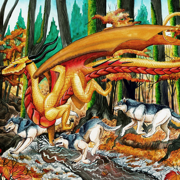 Running Free Dragon with Wolves - Carla Morrow 100 Jigsaw Puzzle 3D Modell