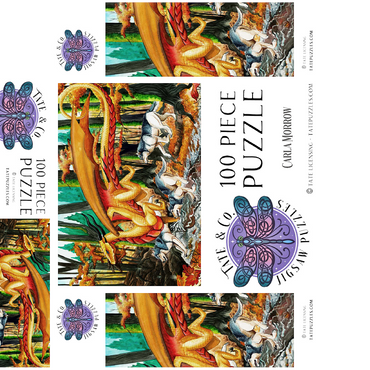 Running Free Dragon with Wolves - Carla Morrow 100 Jigsaw Puzzle box 3D Modell