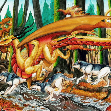 Running Free Dragon with Wolves - Carla Morrow 500 Jigsaw Puzzle 3D Modell