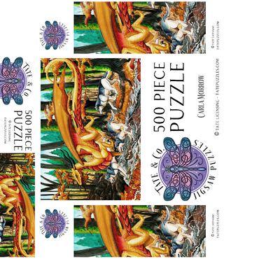 Running Free Dragon with Wolves - Carla Morrow 500 Jigsaw Puzzle box 3D Modell