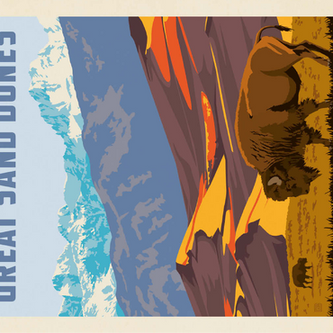 Great Sand Dunes National Park: Bison, Vintage Poster 100 Jigsaw Puzzle 3D Modell