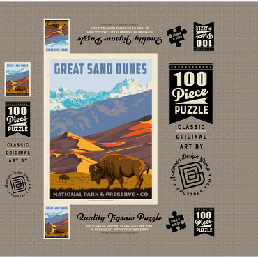 Great Sand Dunes National Park: Bison, Vintage Poster 100 Jigsaw Puzzle box 3D Modell
