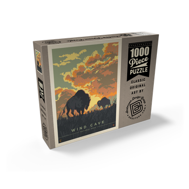 Wind Cave National Park: Bison Sunrise, Vintage Poster 1000 Jigsaw Puzzle box view2