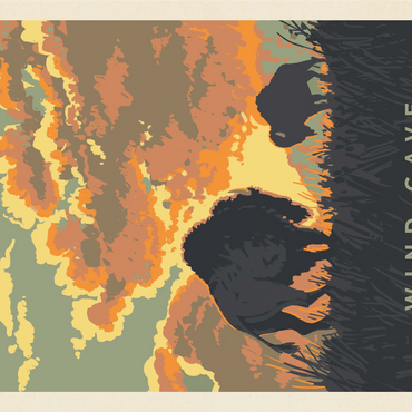 Wind Cave National Park: Bison Sunrise, Vintage Poster 1000 Jigsaw Puzzle 3D Modell