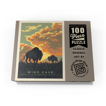 Wind Cave National Park: Bison Sunrise, Vintage Poster 100 Jigsaw Puzzle box view3