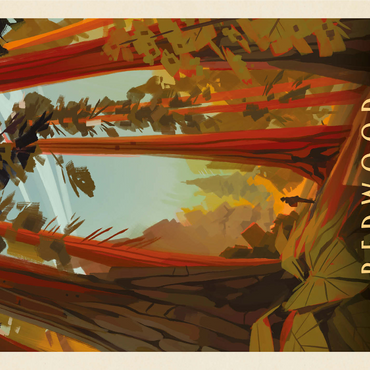 Redwood National Park: Whispering Wind, Vintage Poster 1000 Jigsaw Puzzle 3D Modell