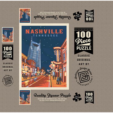 Nashville, TN: Broadway Lights, Vintage Poster 100 Jigsaw Puzzle box 3D Modell