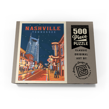 Nashville, TN: Broadway Lights, Vintage Poster 500 Jigsaw Puzzle box view3