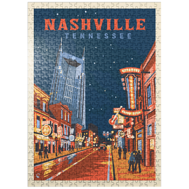 puzzleplate Nashville, TN: Broadway Lights, Vintage Poster 500 Jigsaw Puzzle
