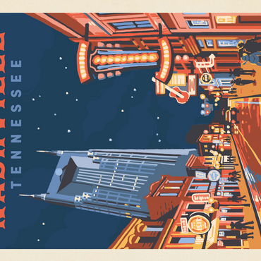 Nashville, TN: Broadway Lights, Vintage Poster 500 Jigsaw Puzzle 3D Modell