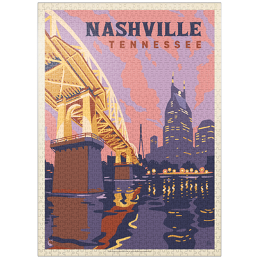 puzzleplate Nashville, TN: Riverfront Evening, Vintage Poster 1000 Jigsaw Puzzle