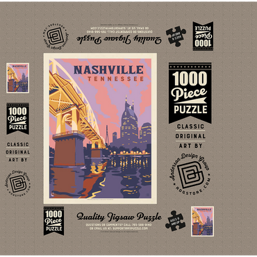 Nashville, TN: Riverfront Evening, Vintage Poster 1000 Jigsaw Puzzle box 3D Modell