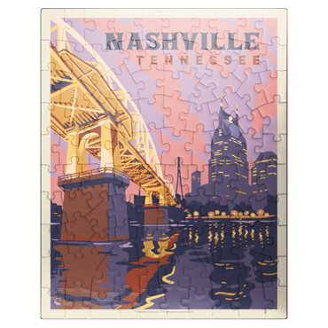 puzzleplate Nashville, TN: Riverfront Evening, Vintage Poster 100 Jigsaw Puzzle