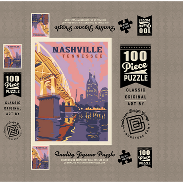 Nashville, TN: Riverfront Evening, Vintage Poster 100 Jigsaw Puzzle box 3D Modell
