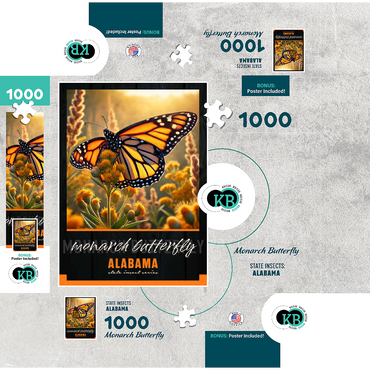 Alabama, Monarch Butterfly: State Insects Series 1000 Jigsaw Puzzle box 3D Modell