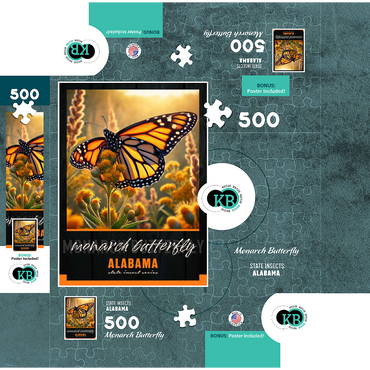 Alabama, Monarch Butterfly: State Insects Series 500 Jigsaw Puzzle box 3D Modell