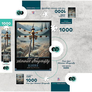 Alaska, Four-Spot Skimmer Dragonfly: State Insects Series 1000 Jigsaw Puzzle box 3D Modell
