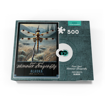 Alaska, Four-Spot Skimmer Dragonfly: State Insects Series 500 Jigsaw Puzzle box view3