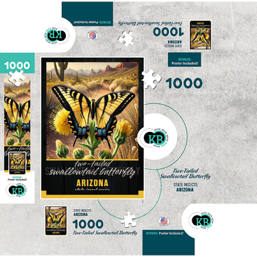 Arizona, Two-Tailed Swallowtail Butterfly: State Insects Series 1000 Jigsaw Puzzle box 3D Modell
