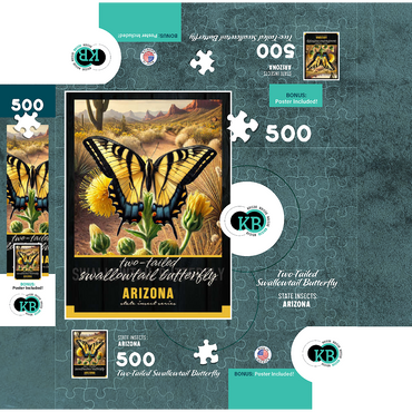 Arizona, Two-Tailed Swallowtail Butterfly: State Insects Series 500 Jigsaw Puzzle box 3D Modell
