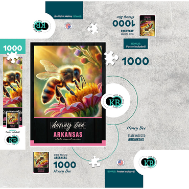 Arkansas, Honey Bee: State Insects Series 1000 Jigsaw Puzzle box 3D Modell