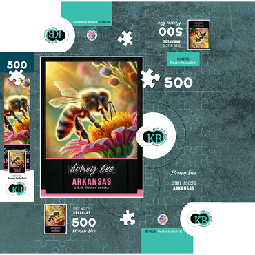 Arkansas, Honey Bee: State Insects Series 500 Jigsaw Puzzle box 3D Modell