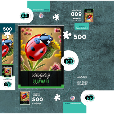 Delaware, Ladybug: State Insects Series 500 Jigsaw Puzzle box 3D Modell