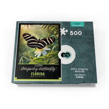 Florida, Zebra Longwing Butterfly: State Insects Series 500 Jigsaw Puzzle box view3