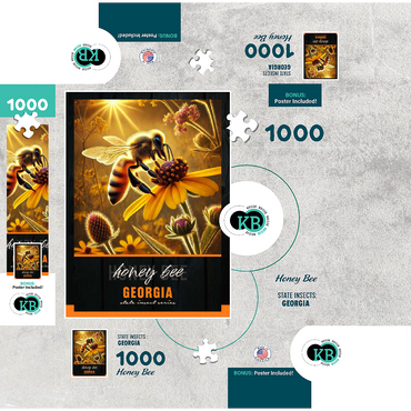 Georgia, Honey Bee: State Insects Series 1000 Jigsaw Puzzle box 3D Modell