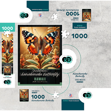 Hawaii, Kamehameha Butterfly: State Insects Series 1000 Jigsaw Puzzle box 3D Modell