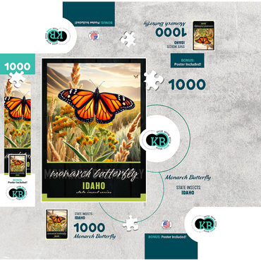 Idaho, Monarch Butterfly: State Insects Series 1000 Jigsaw Puzzle box 3D Modell