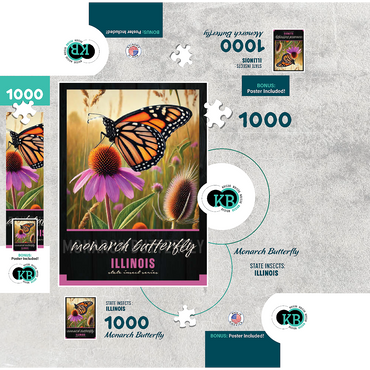 Illinois, Monarch Butterfly: State Insects Series 1000 Jigsaw Puzzle box 3D Modell