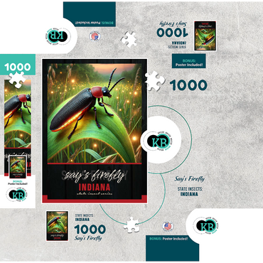Indiana, Say's Firefly: State Insects Series 1000 Jigsaw Puzzle box 3D Modell